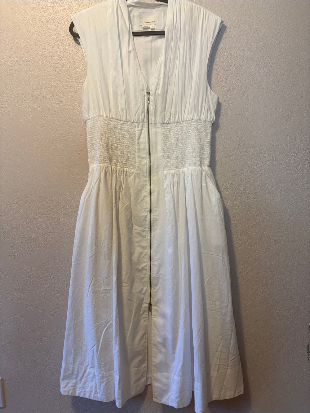 Anthropologie white cotton midi/maxi dress XL